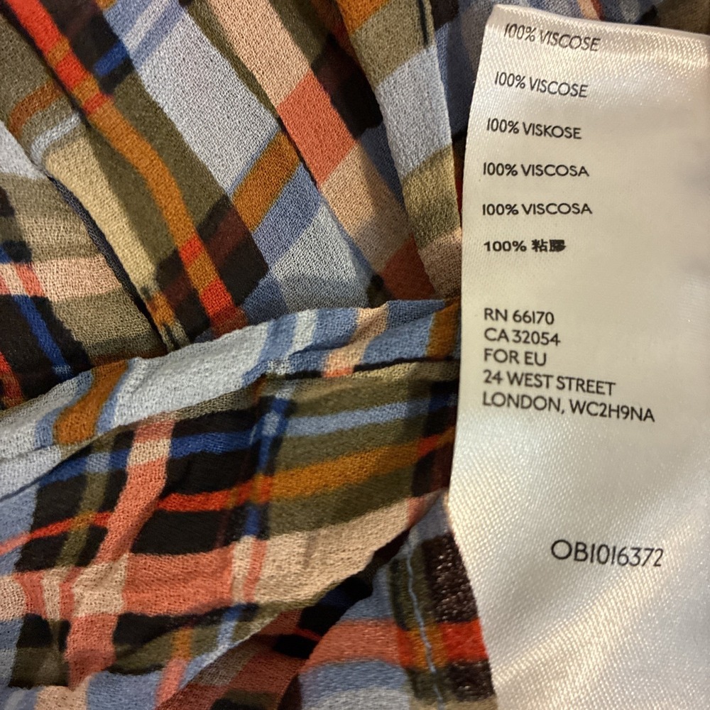 Maeve Anthropologie Laila Blouse Womens Size 2 Plaid Ruffle‎ Sheer Prairie Wrap - Picture 8 of 12